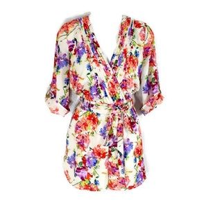 Gianni Bini cream floral belted romper M